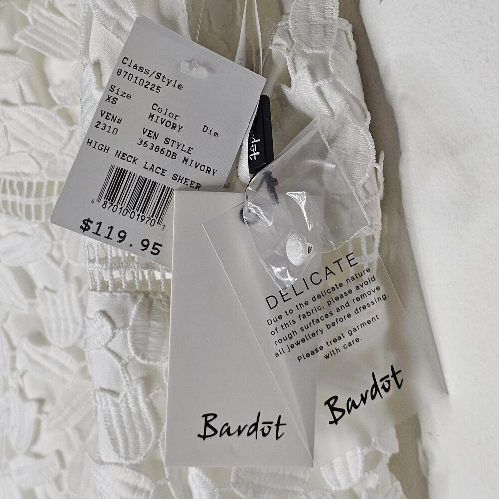 NWT Bardot Women's Ivory/High Neck Lace Shear, Gemma Dress Size XS(4) - Picture 6 of 13